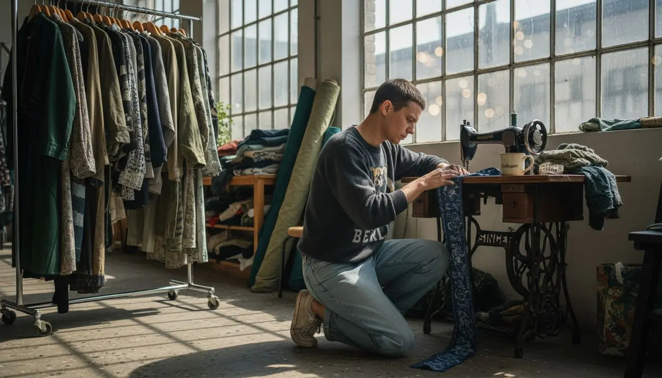 Eine Berliner Designerin entwirft in ihrem Atelier nachhaltige Mode.